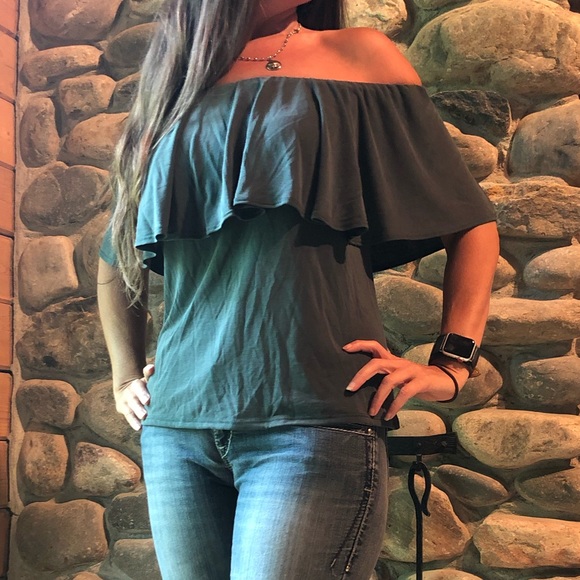 Dark green new peasant top large - Picture 4 of 8